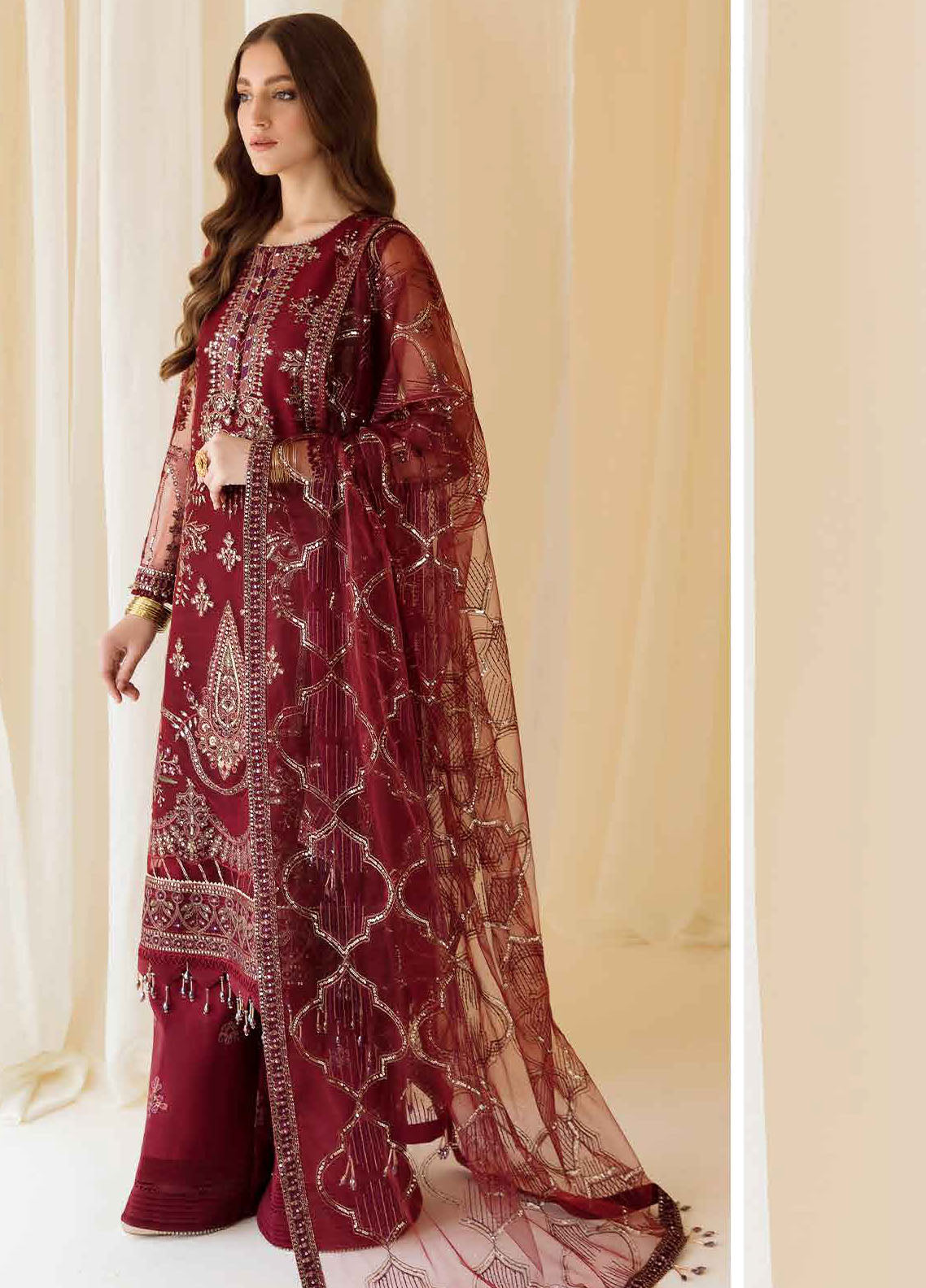 Rang-E-Mehr By Alizeh Fashion Embroidered Net Suits Unstitched 3 Piece AFB23RM Raya - Luxury Collection