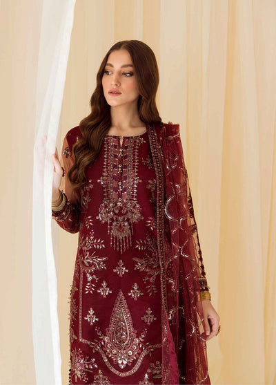 Rang-E-Mehr By Alizeh Fashion Embroidered Net Suits Unstitched 3 Piece AFB23RM Raya - Luxury Collection