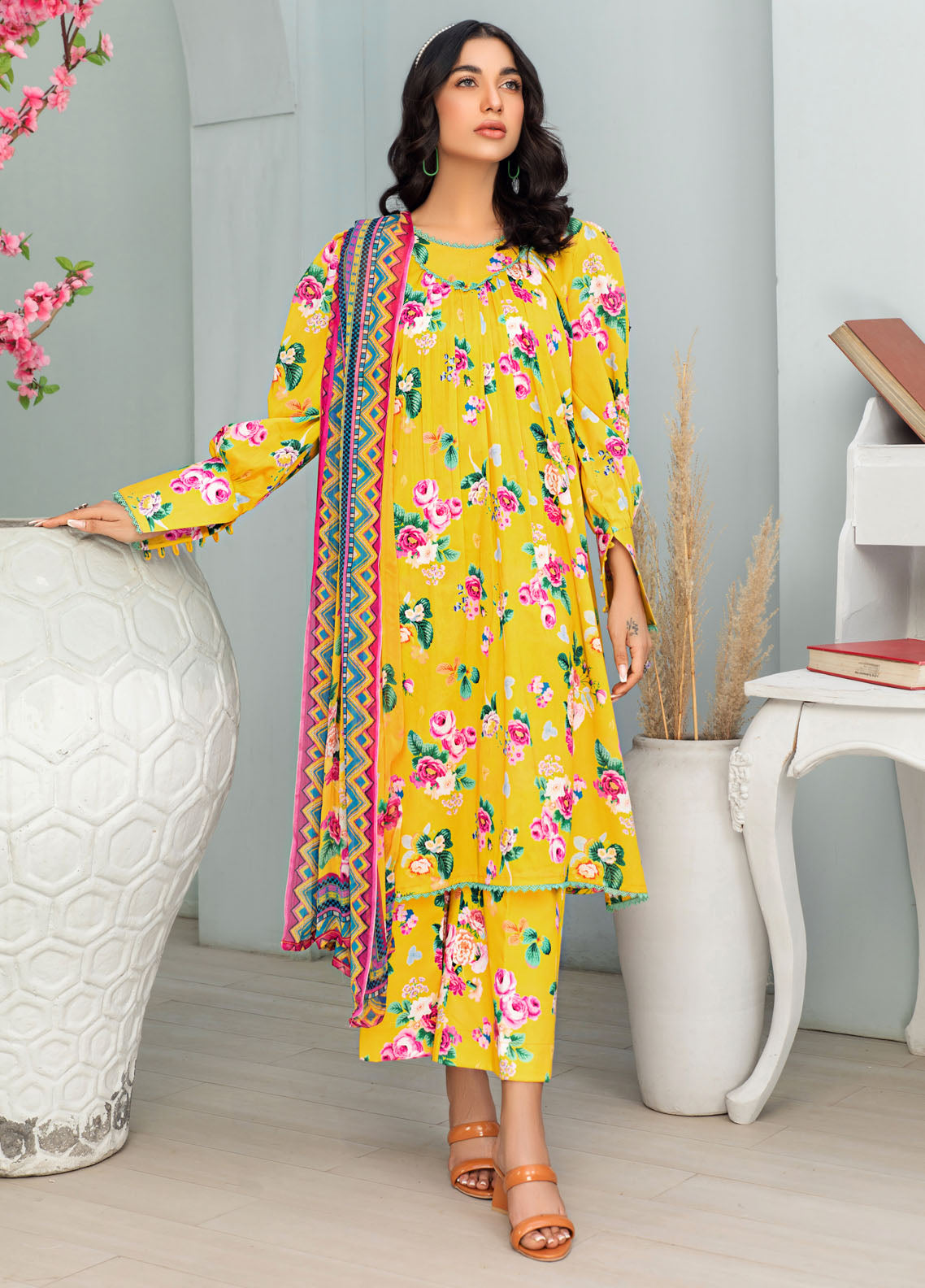 Rang-e-Bahar By Humdum Unstitched Lawn Collection 2023 Vol-2 D-04