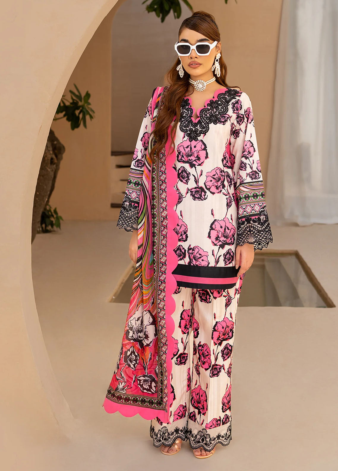 Raya By Maria Osama Khan Unstitched Collection 2023 Vol-1 MR-01 Electric Pink