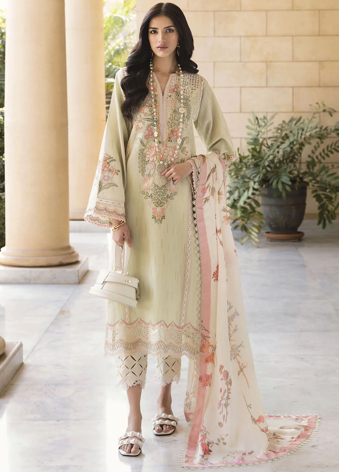 Sable Vogue Embroidered Lawn Suits Unstitched 3 Piece SV23L SL-09-23-V1 JADE - Luxury Collection
