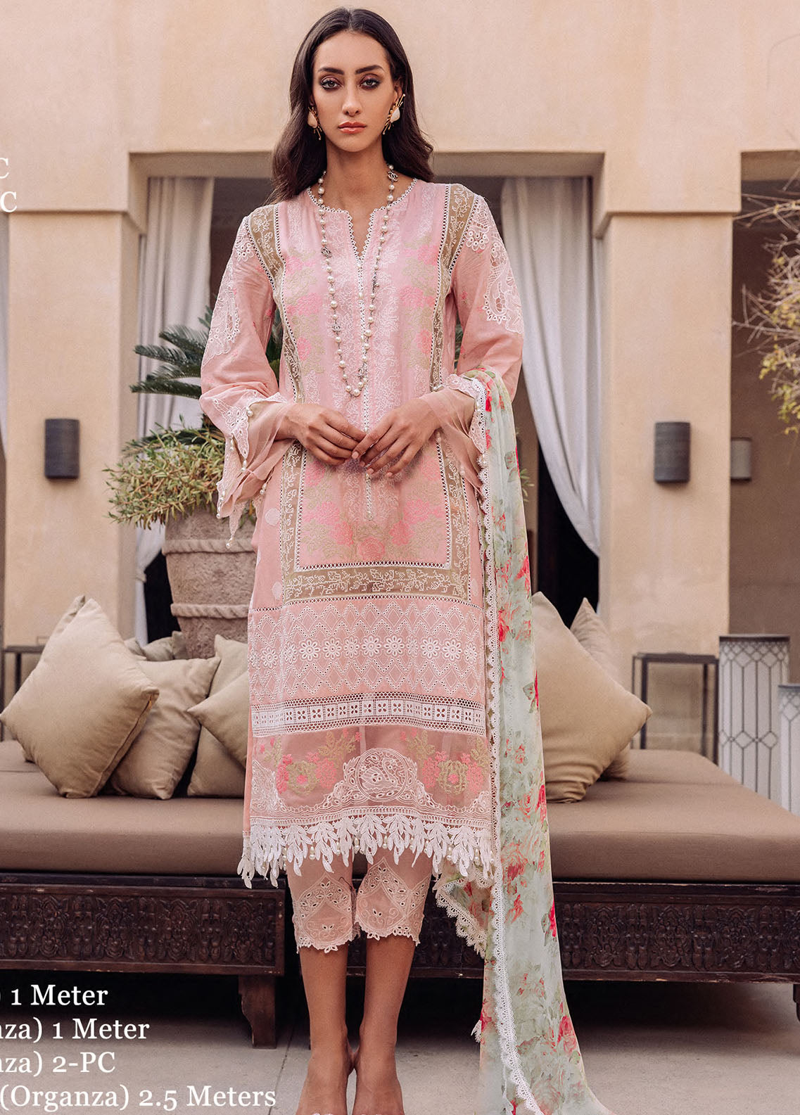 Saira Rizwan Embroidered Lawn Suits Unstitched 3 Piece SR23L SR-02 Delilah - Luxury Collection