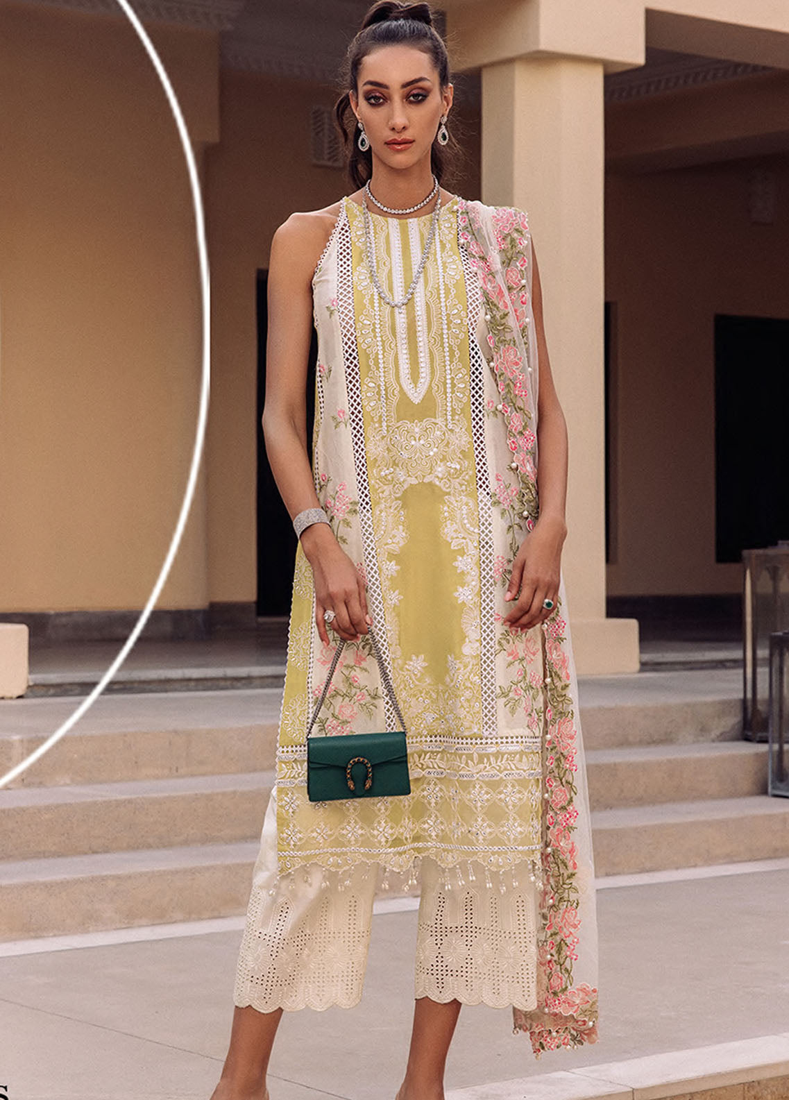 Saira Rizwan Embroidered Lawn Suits Unstitched 3 Piece SR23L SR-07 Daffodil - Luxury Collection