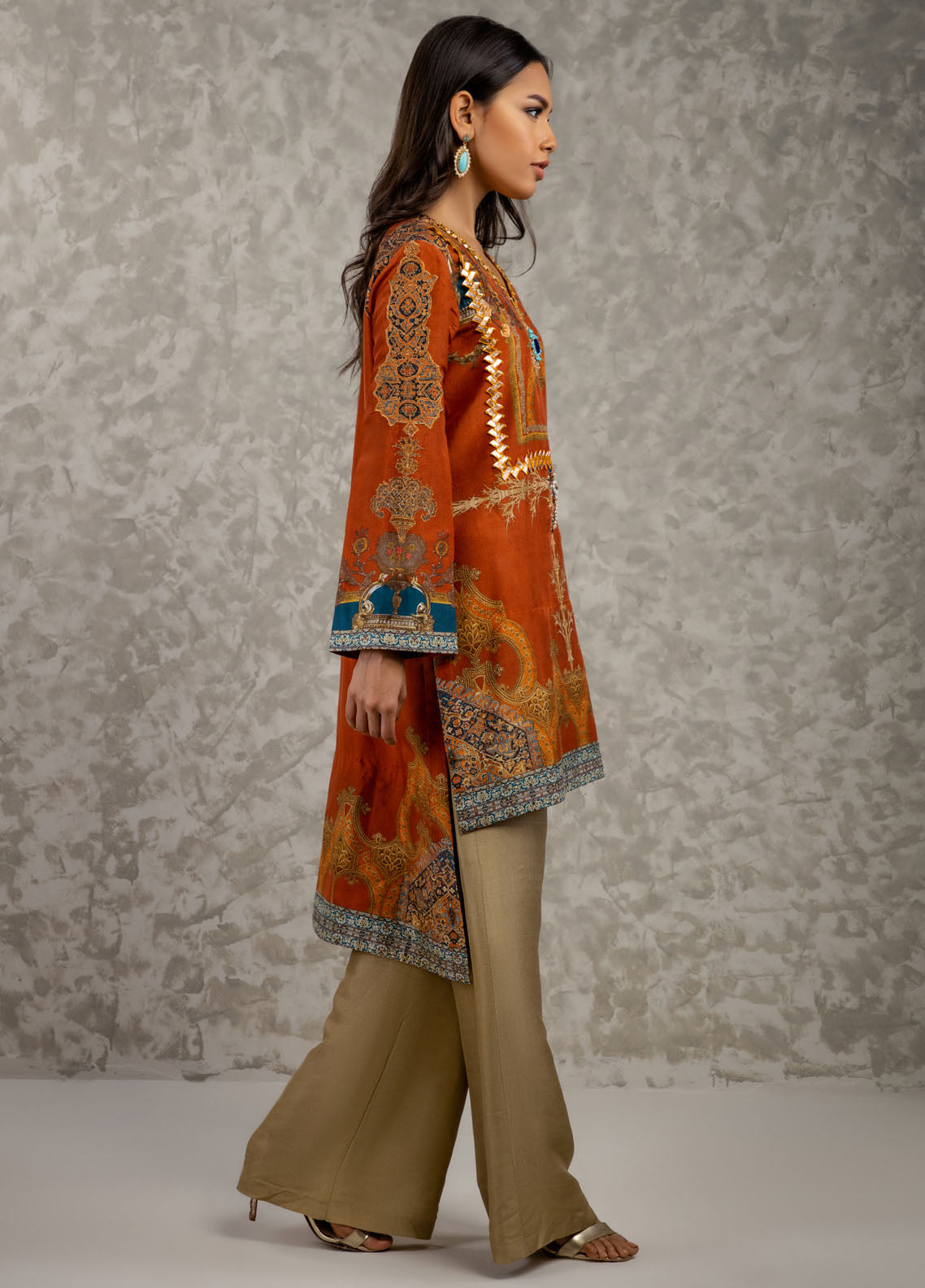 Shamaeel Ansari Luxury Pret Embroidered Silk Shirt AM-04