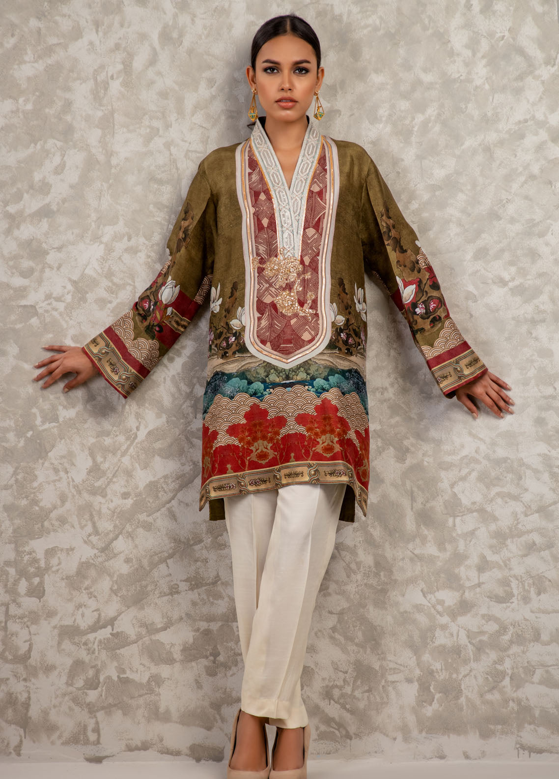Shamaeel Ansari Luxury Pret Embroidered Silk Shirt AM-05