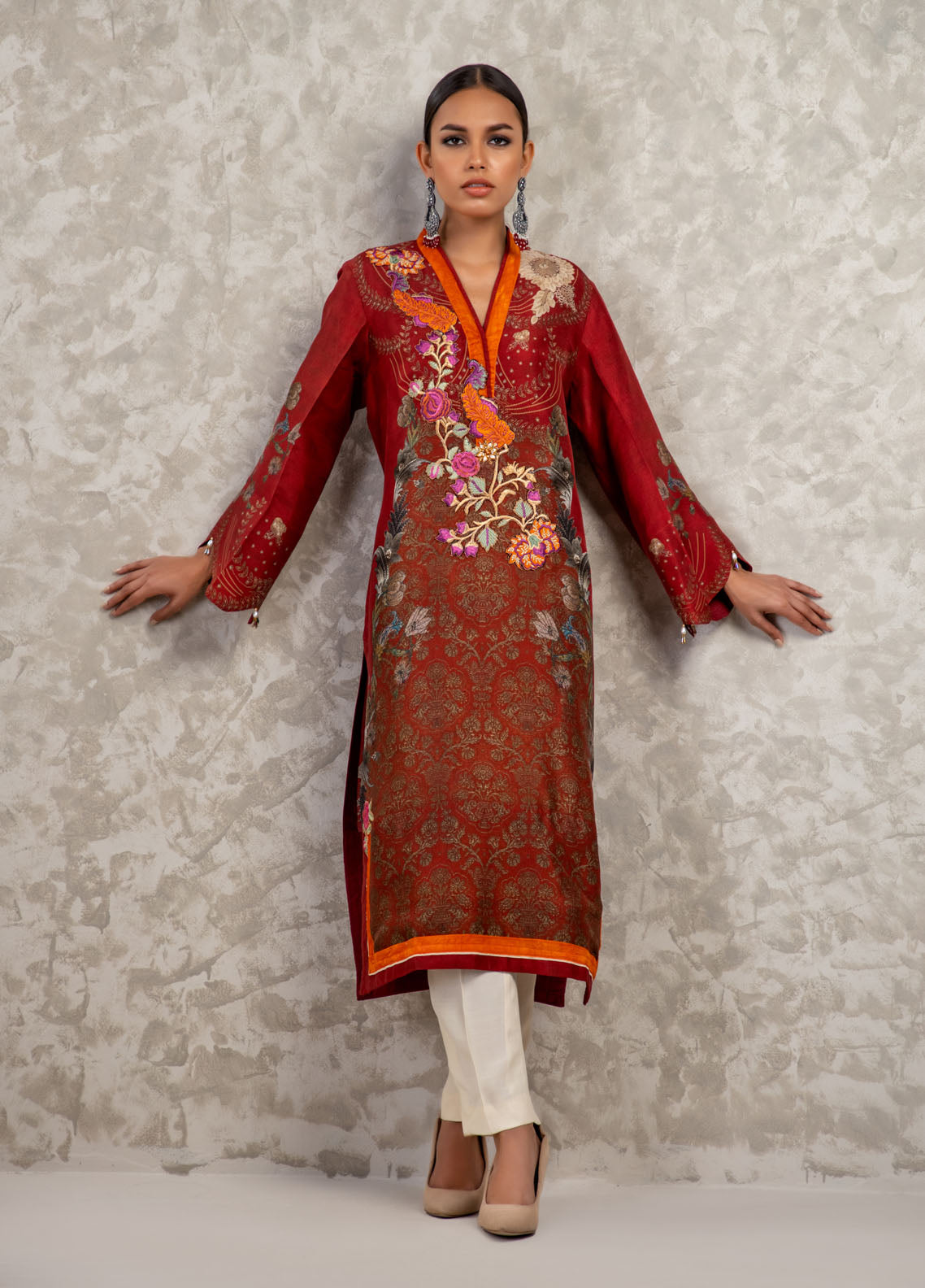 Shamaeel Ansari Luxury Pret Embroidered Silk Shirt AM-07