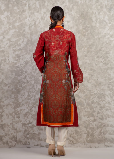 Shamaeel Ansari Luxury Pret Embroidered Silk Shirt AM-07