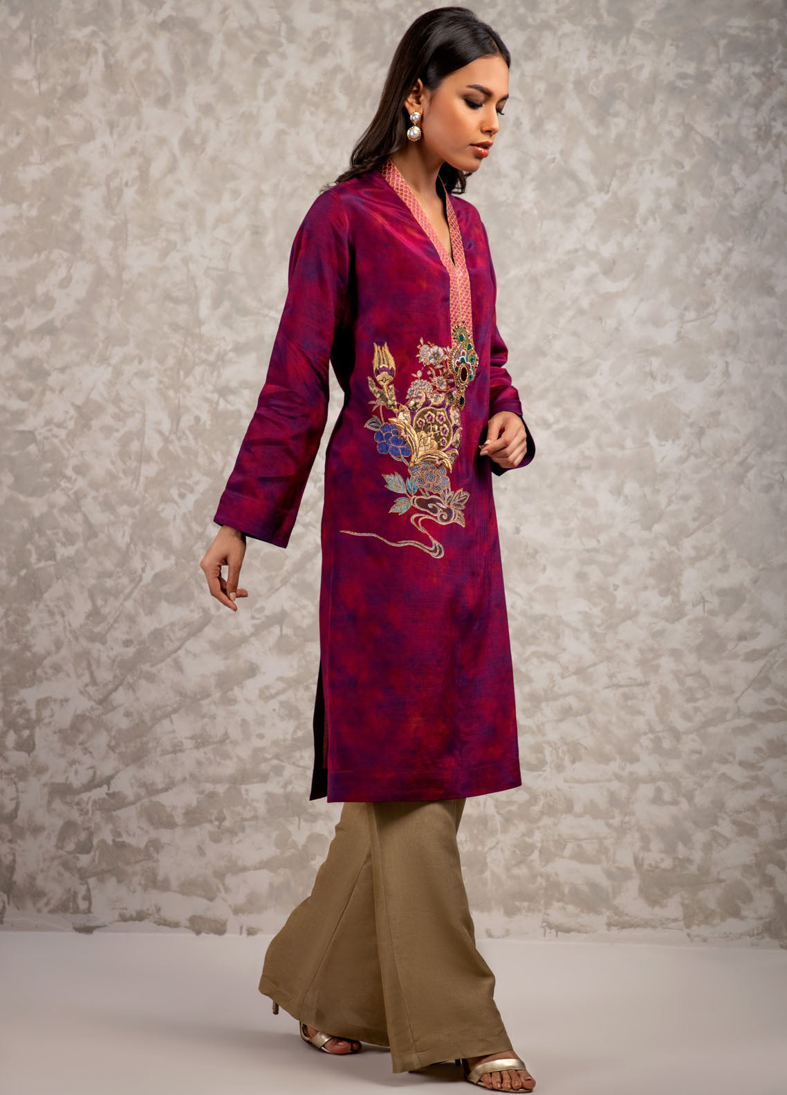 Shamaeel Ansari Luxury Pret Embroidered Silk Shirt AM-12