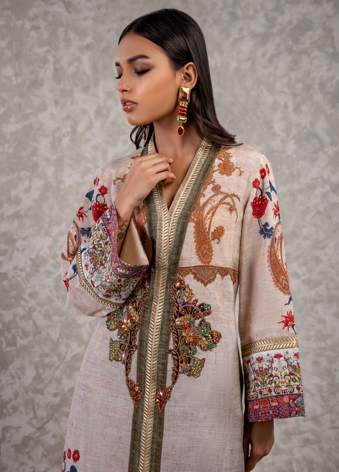 Shamaeel Ansari Luxury Pret Embroidered Silk Shirt AM-13