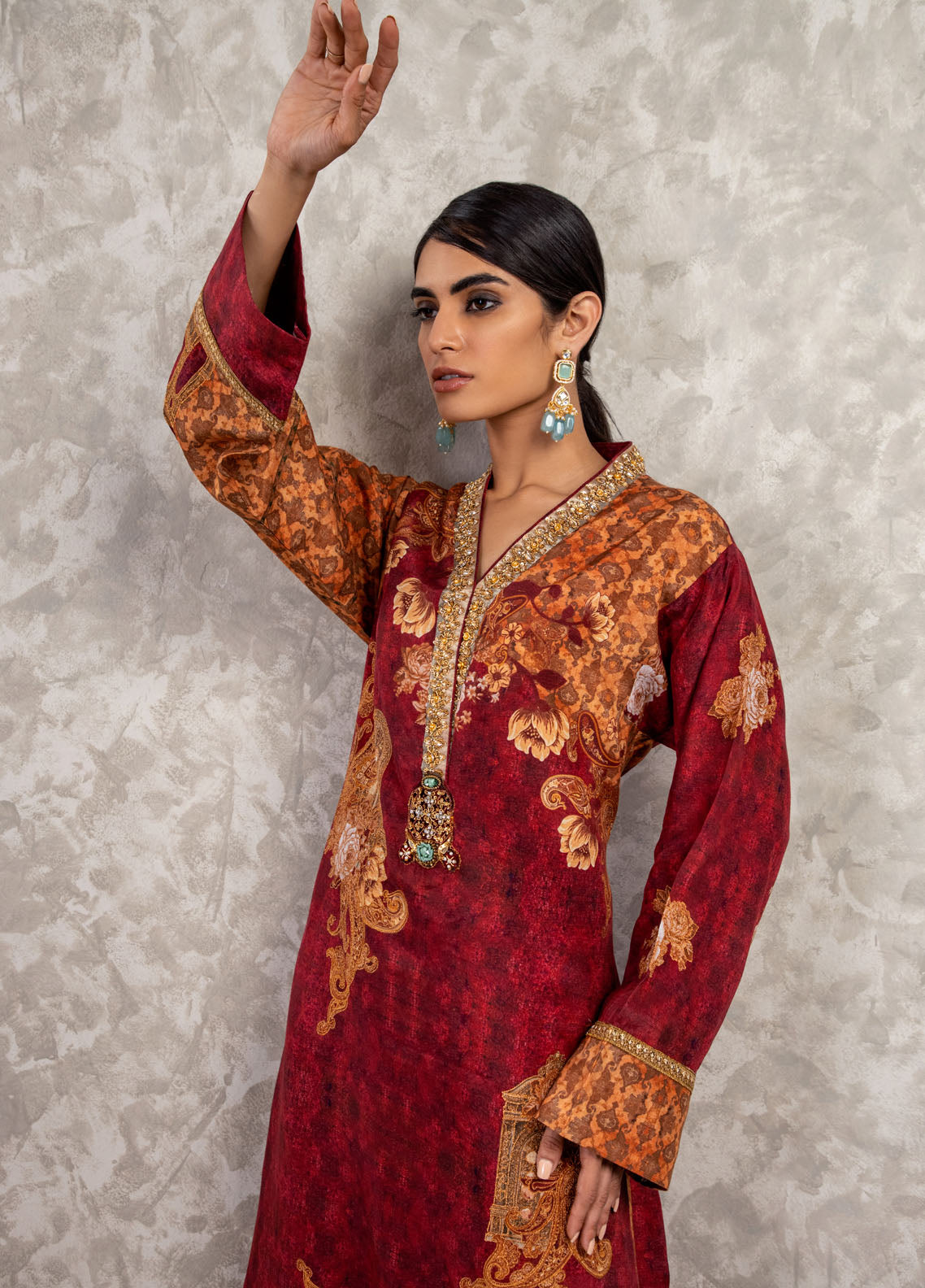 Shamaeel Ansari Luxury Pret Embroidered Silk Shirt AM-14