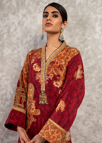 Shamaeel Ansari Luxury Pret Embroidered Silk Shirt AM-14