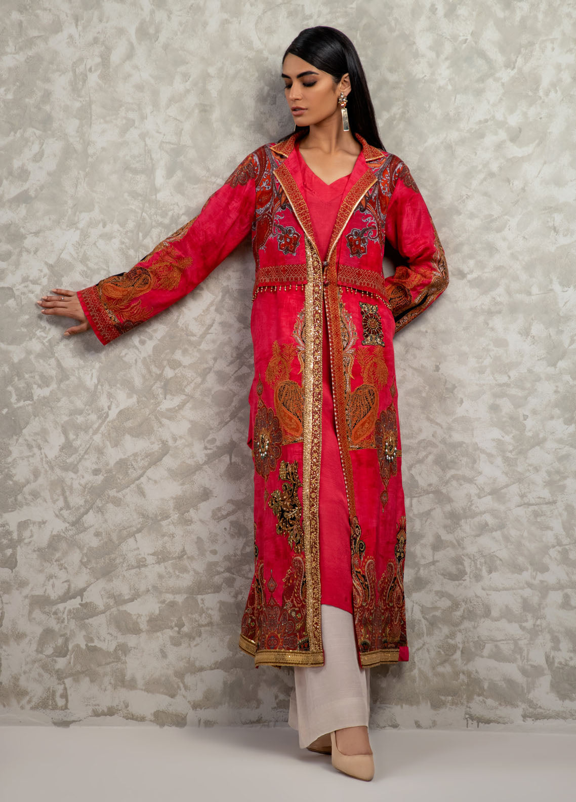 Shamaeel Ansari Luxury Pret Embroidered Silk Shirt AM-15