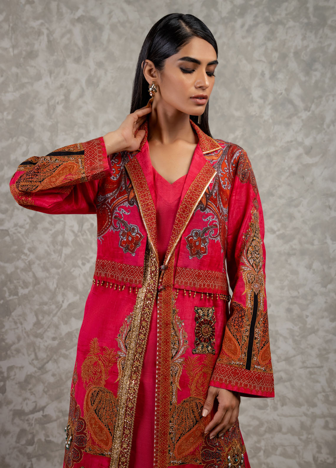 Shamaeel Ansari Luxury Pret Embroidered Silk Shirt AM-15