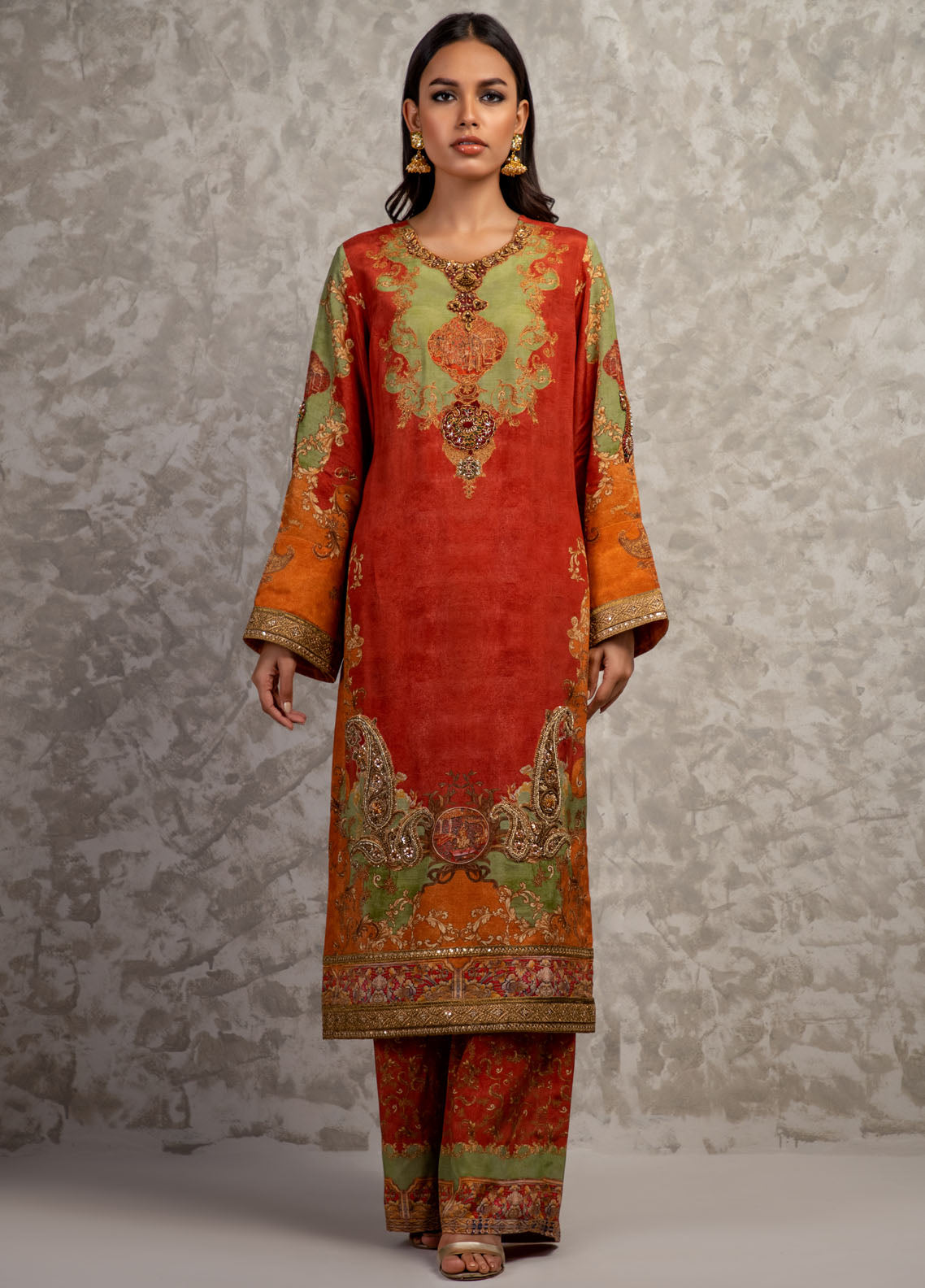 Shamaeel Ansari Luxury Pret Embroidered Silk Shirt AM-16