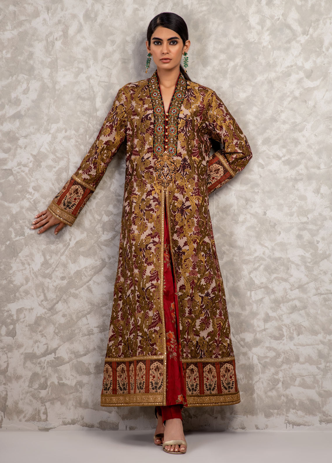 Shamaeel Ansari Luxury Pret Embroidered Silk Shirt AM-18