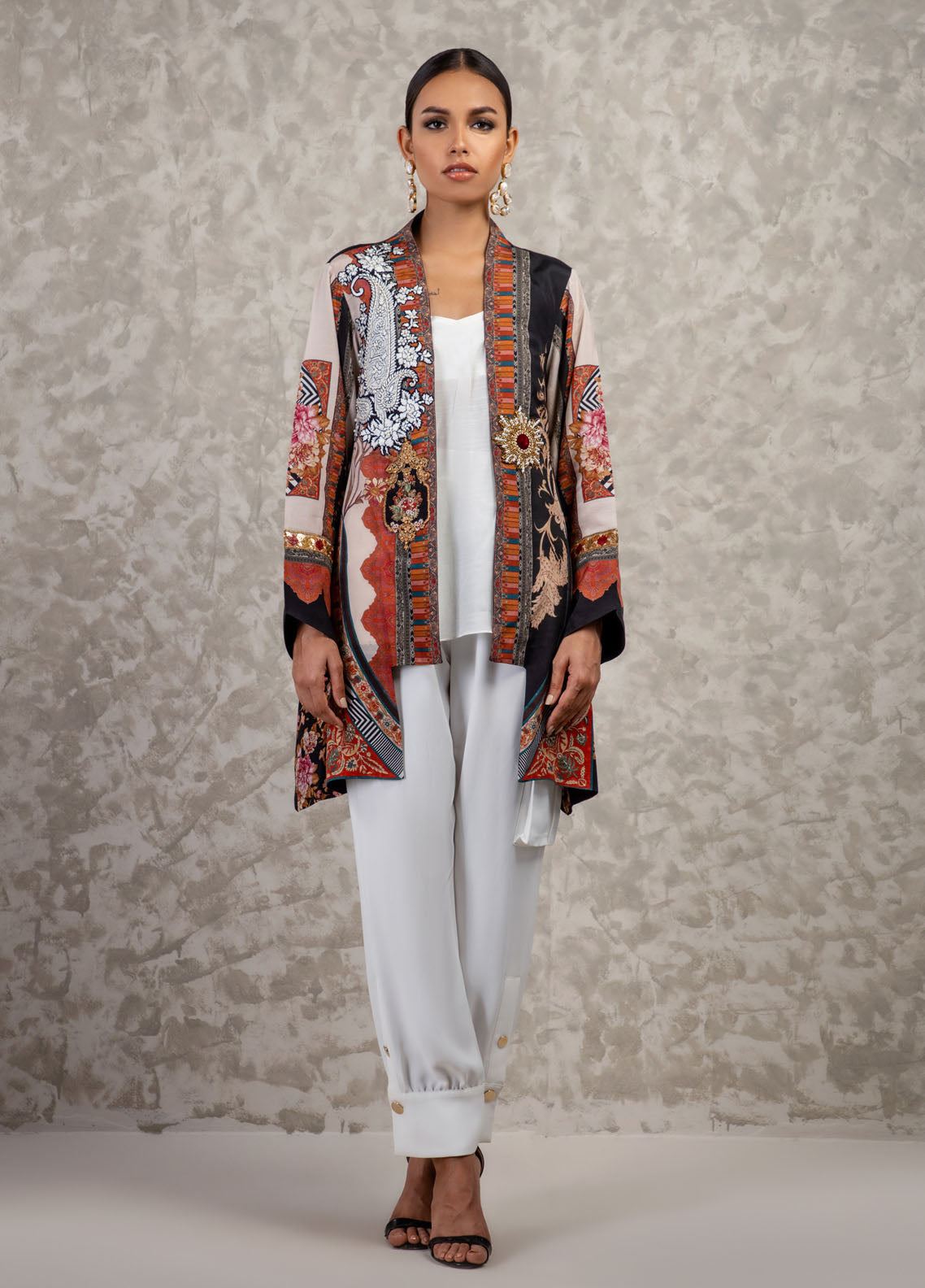 Shamaeel Ansari Luxury Pret Embroidered Silk Shirt AM-19