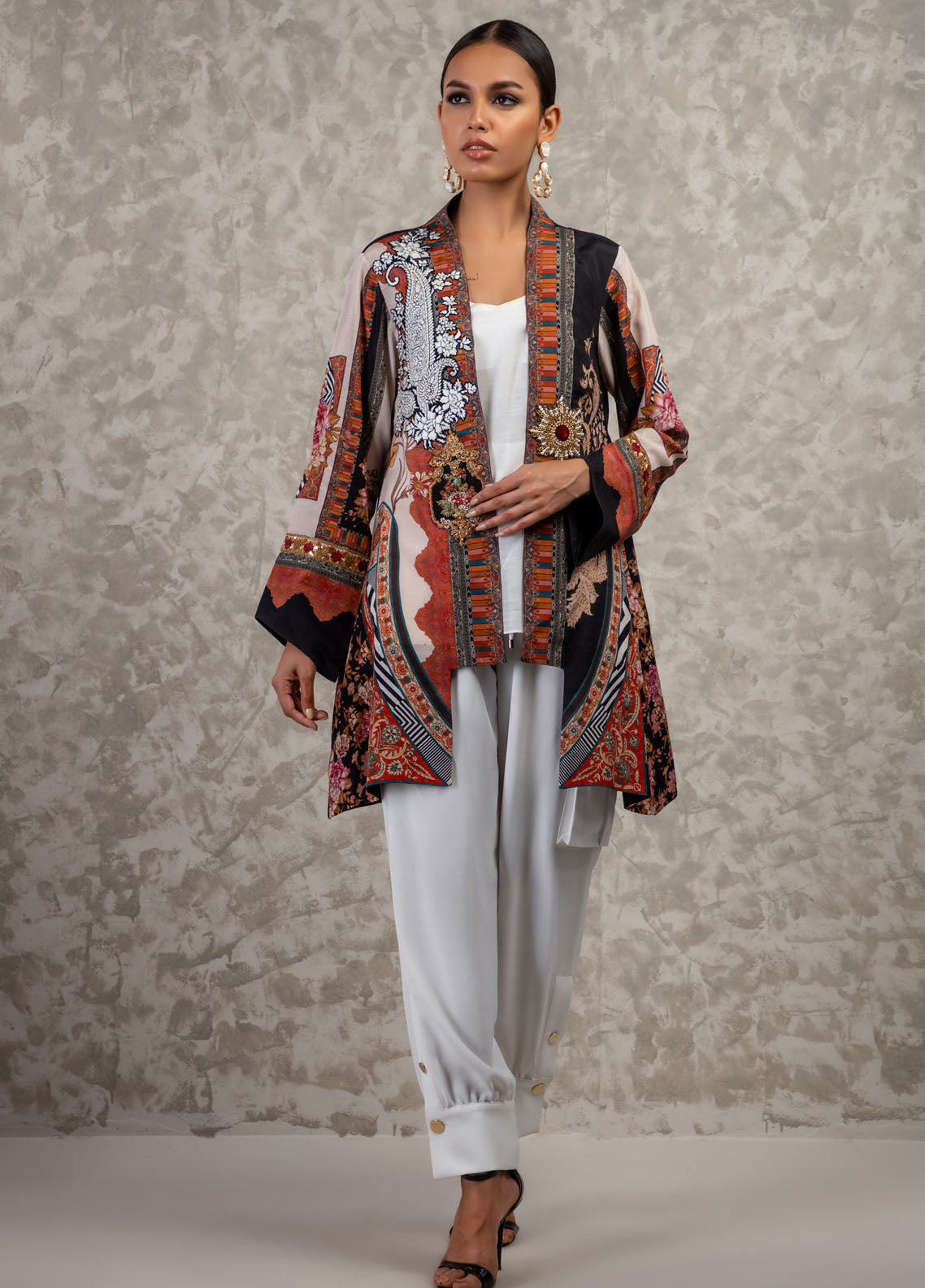 Shamaeel Ansari Luxury Pret Embroidered Silk Shirt AM-19