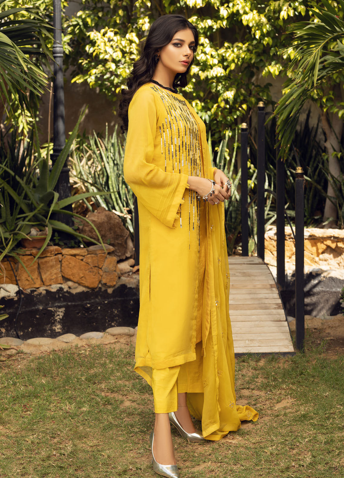 Shamooz Luxury Pret Chiffon 3 Piece Dress SEM-0409 Yellow