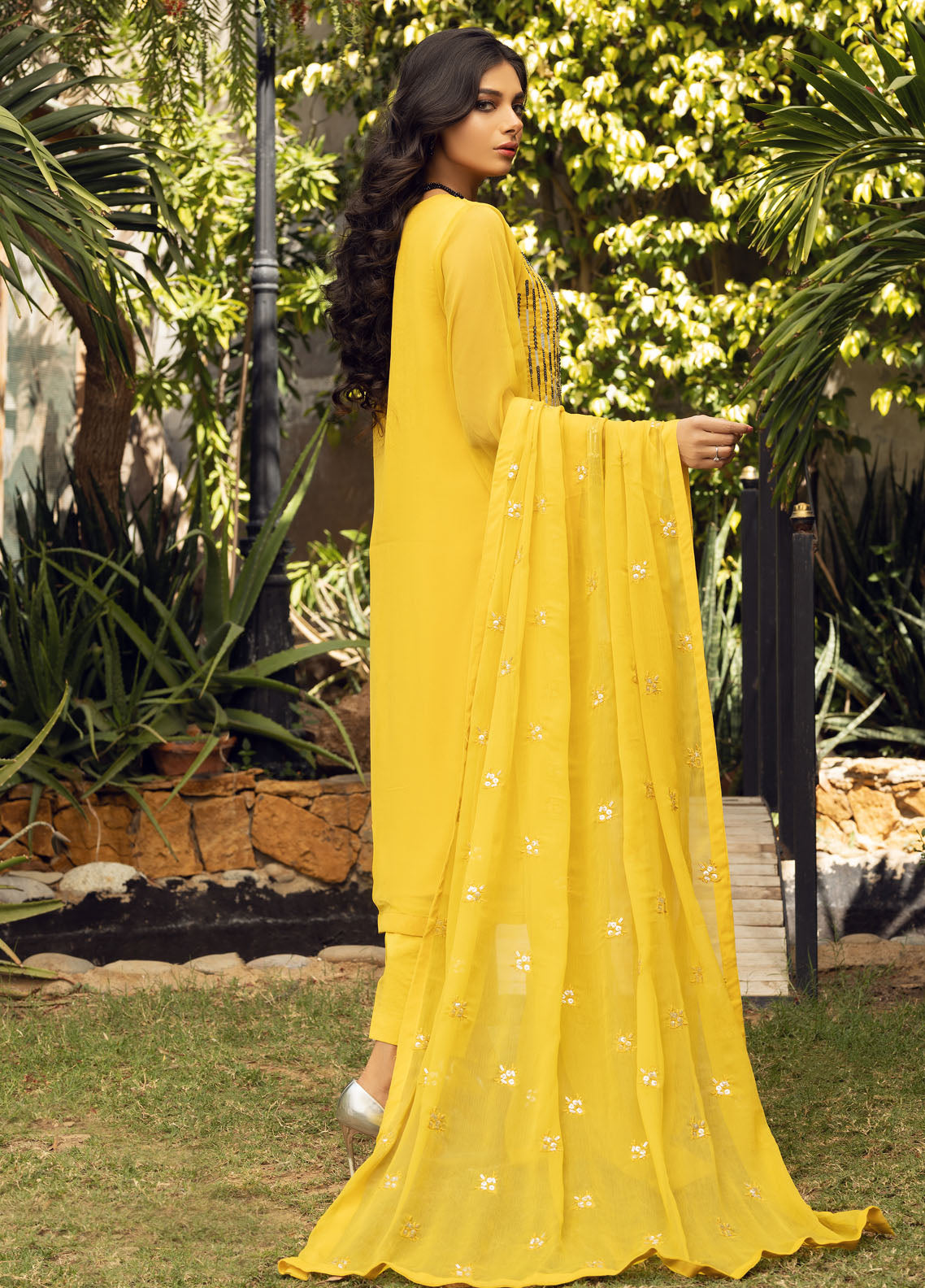 Shamooz Luxury Pret Chiffon 3 Piece Dress SEM-0409 Yellow