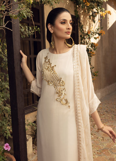 Shamooz Luxury Pret Chiffon 3 Piece Dress SEM-0404 Light Beige