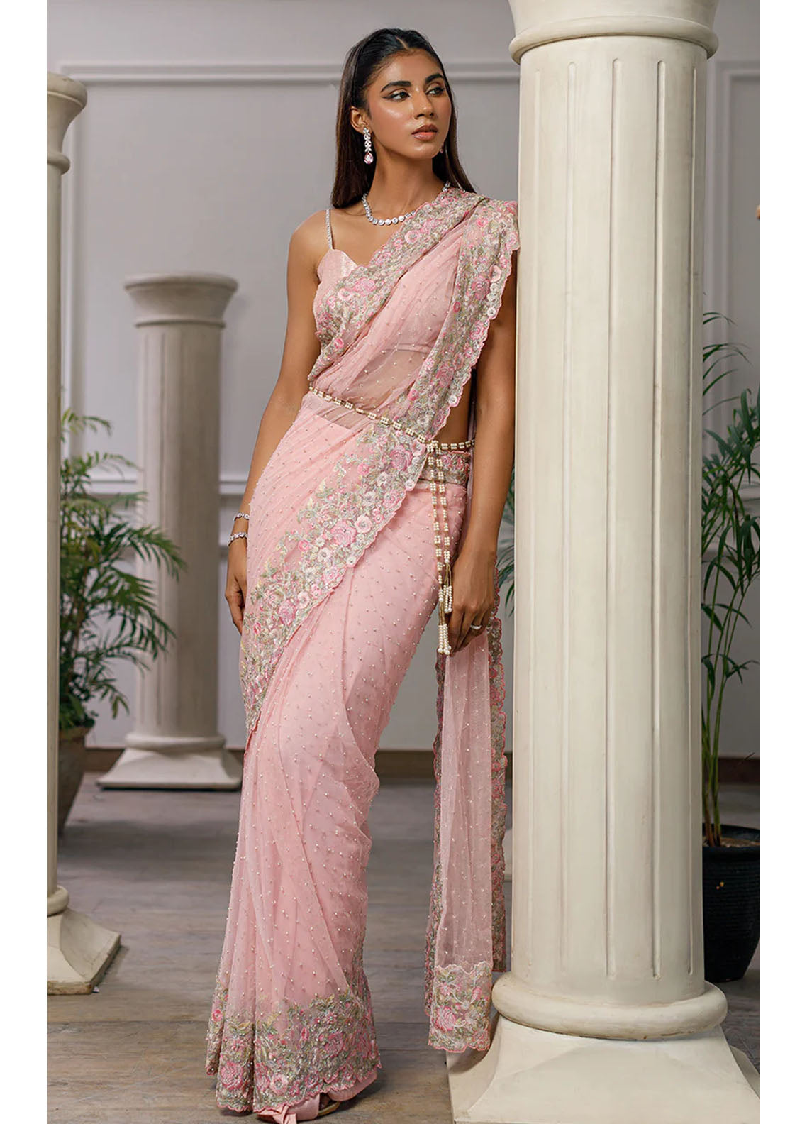 Threads & Motifs Luxury Pret Net Saree 8170