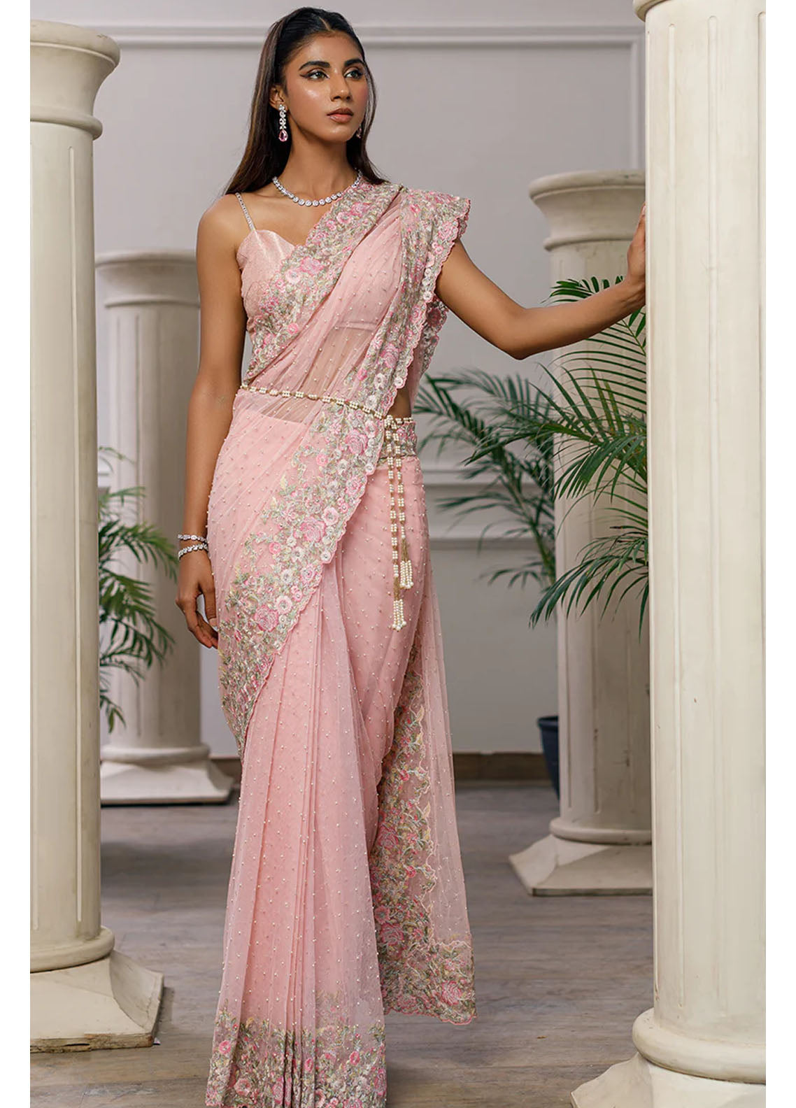 Threads & Motifs Luxury Pret Net Saree 8170