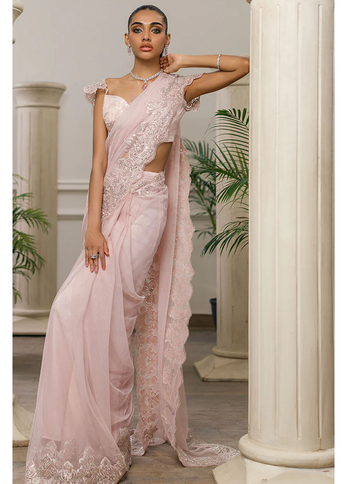 Threads & Motifs Luxury Pret Net Saree 8237