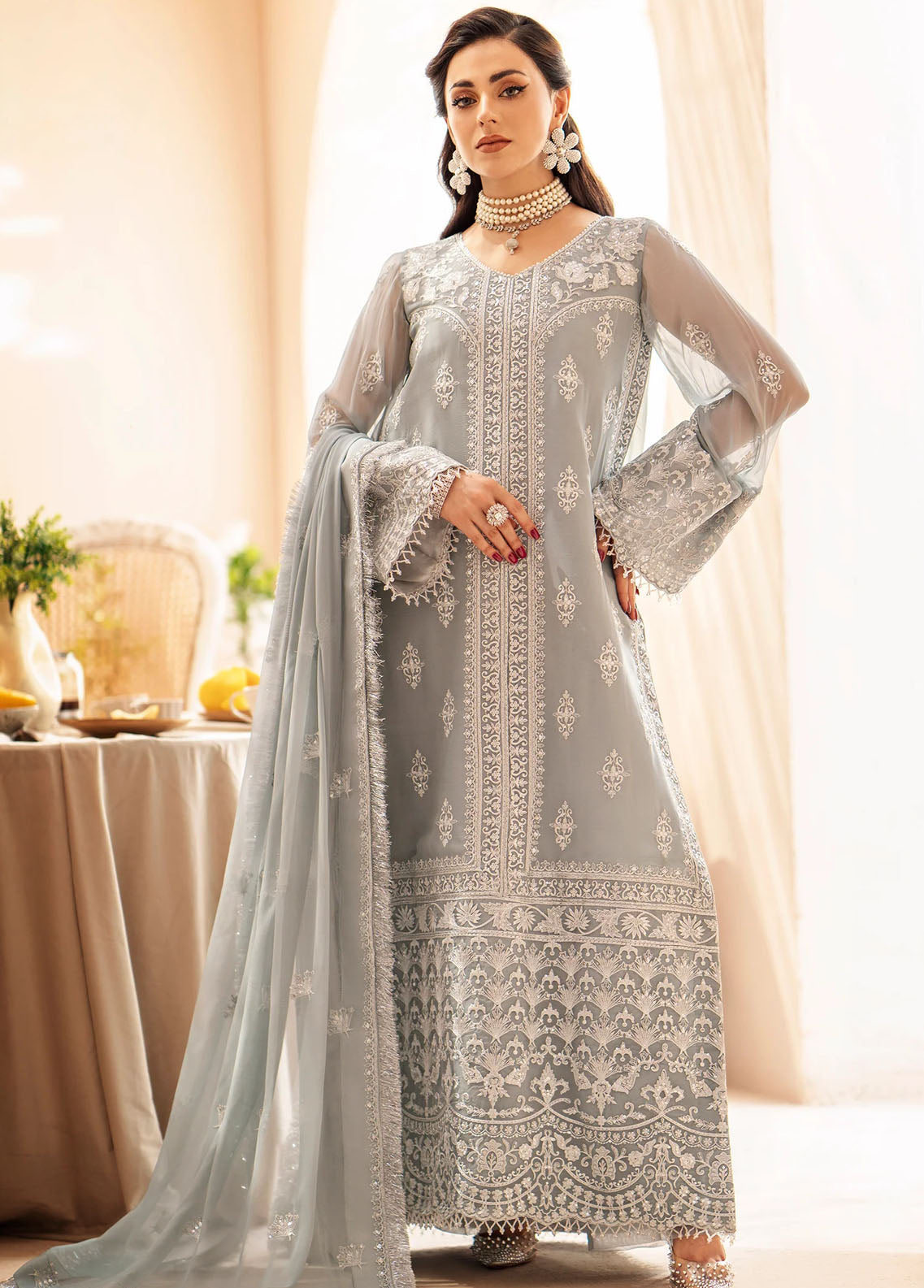Zainab By Mashq Unstitched Collection 2023 QFD-0061 Gesso