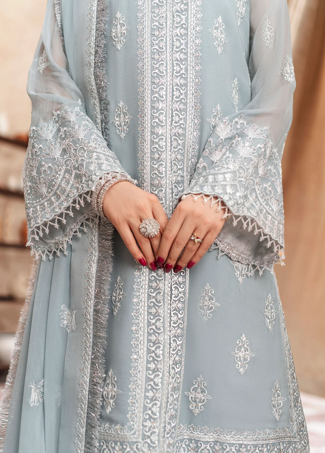 Zainab By Mashq Unstitched Collection 2023 QFD-0061 Gesso