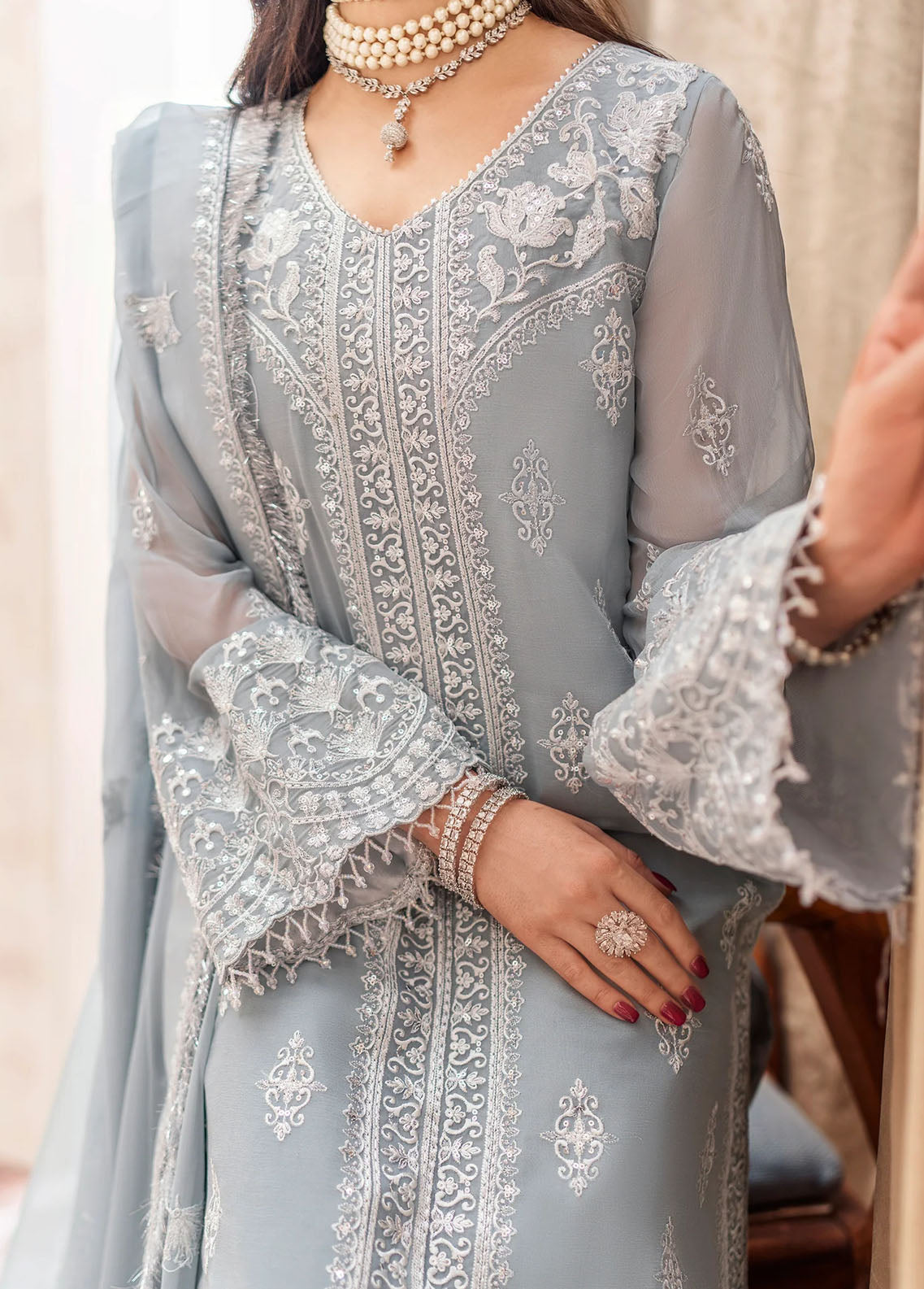 Zainab By Mashq Unstitched Collection 2023 QFD-0061 Gesso