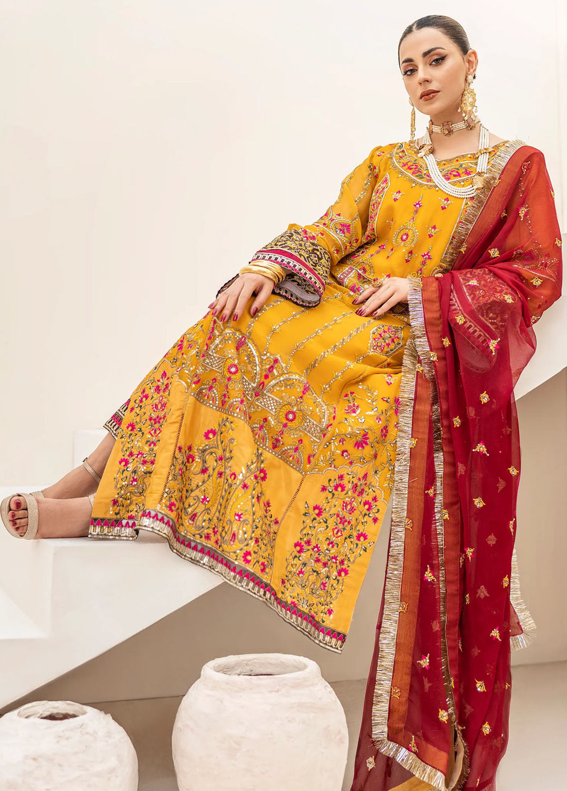 Zainab By Mashq Unstitched Collection 2023 QFD-0062 Canary Yellow