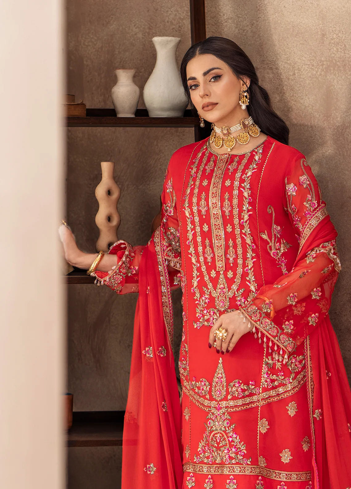 Zainab By Mashq Unstitched Collection 2023 QFD-0064 Fire Spot