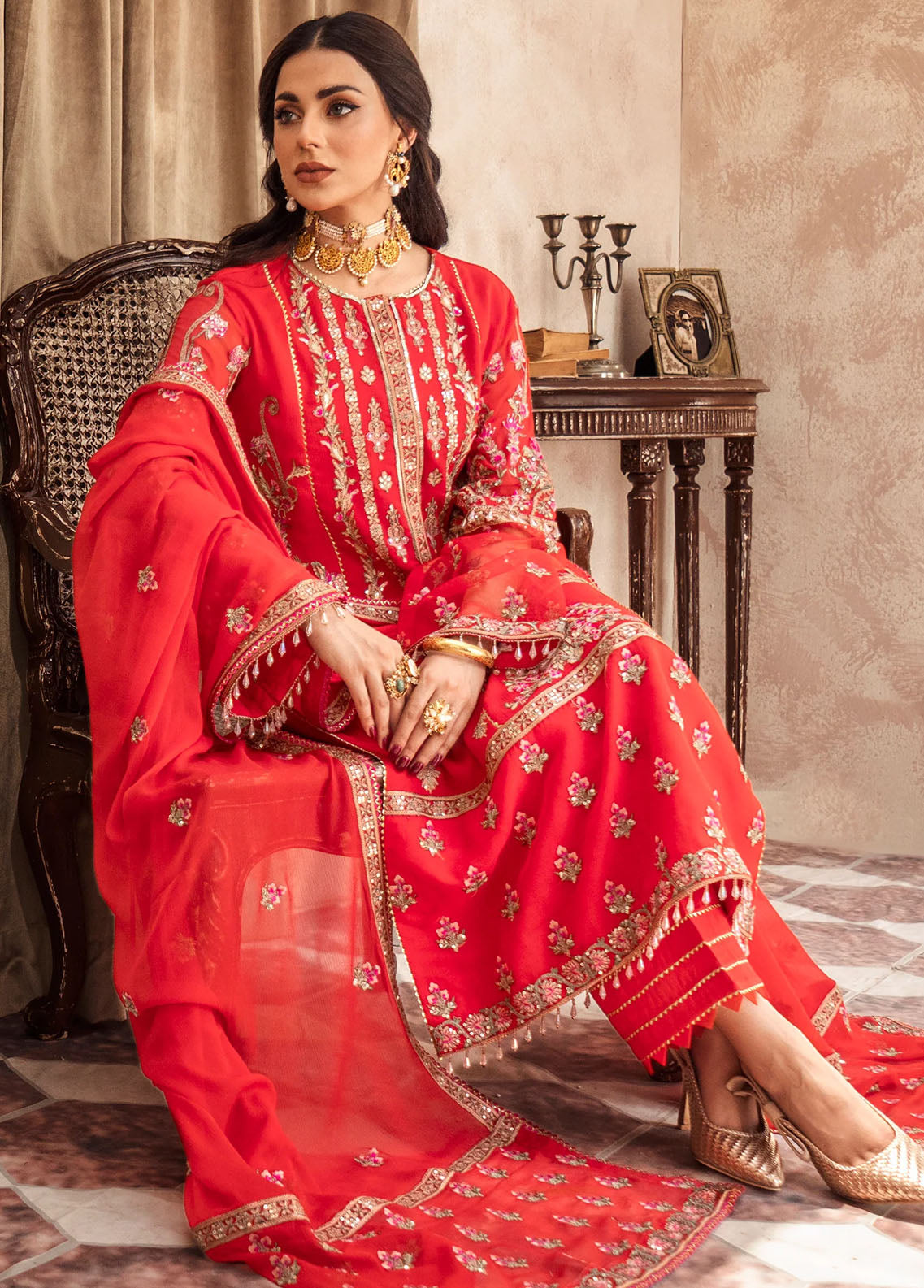 Zainab By Mashq Unstitched Collection 2023 QFD-0064 Fire Spot