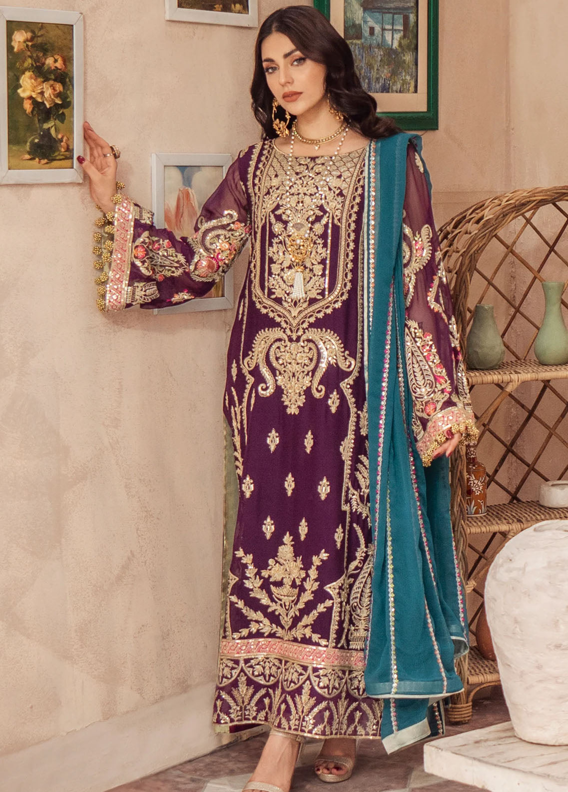 Zainab By Mashq Unstitched Collection 2023 QFD-0065 Beauty Marked