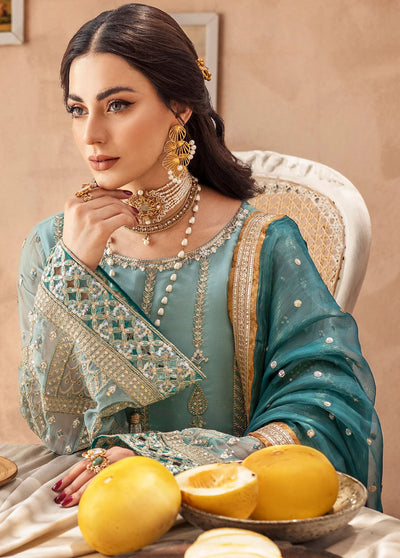 Zainab By Mashq Unstitched Collection 2023 QFD-0068 Shimmer Moss