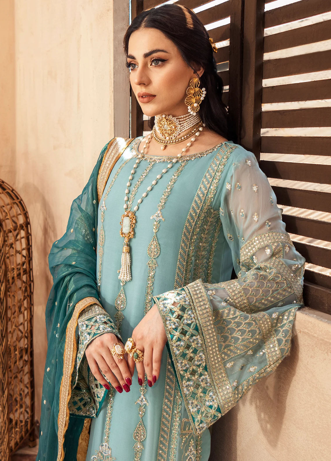 Zainab By Mashq Unstitched Collection 2023 QFD-0068 Shimmer Moss