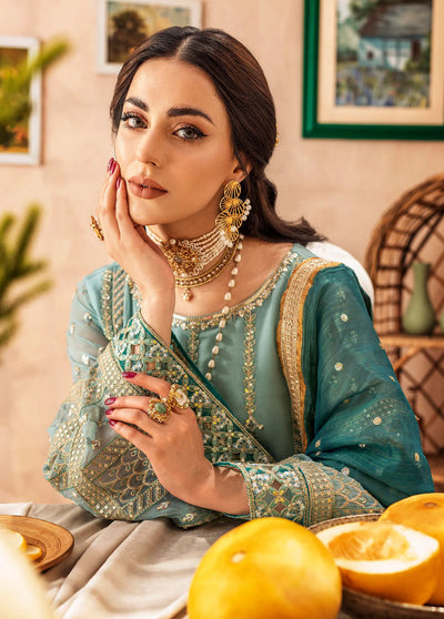 Zainab By Mashq Unstitched Collection 2023 QFD-0068 Shimmer Moss