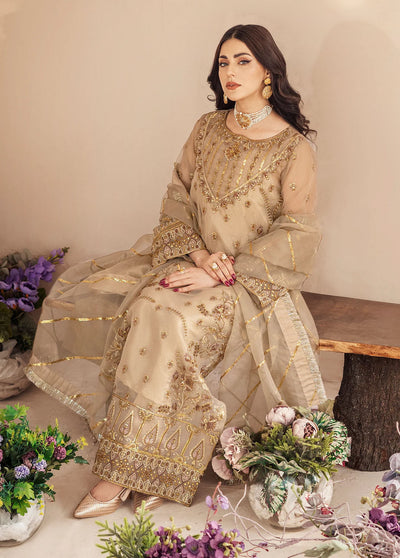 Zainab By Mashq Unstitched Collection 2023 QFD-0069 Gorgeous Gold