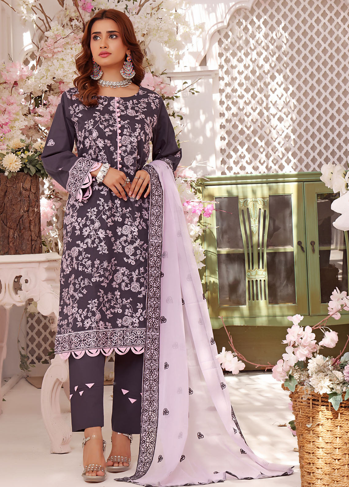 Zenia By Fine Tex Embroidered Lawn Suits Unstitched 3 Piece FNT23-Z6 ZC-03 - Summer Collection