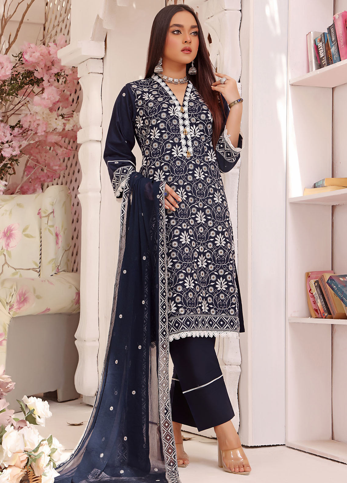 Zenia By Fine Tex Embroidered Lawn Suits Unstitched 3 Piece FNT23-Z6 ZC-05 - Summer Collection