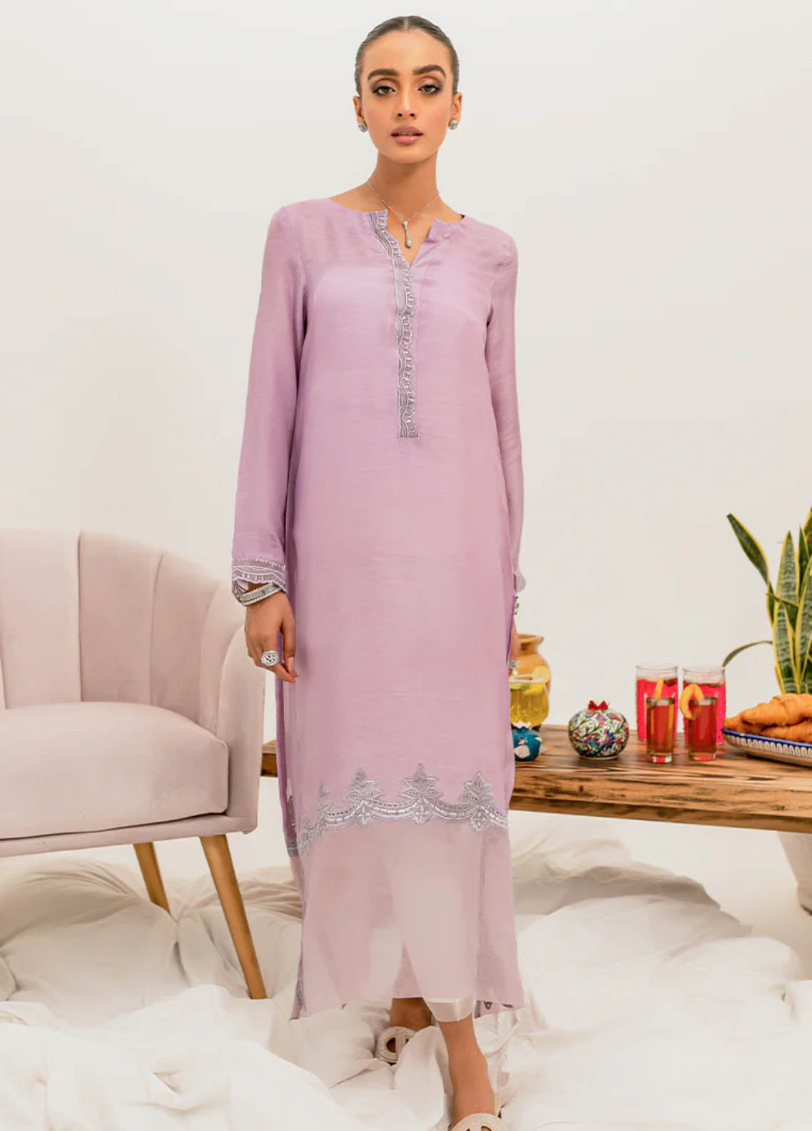 Zoya & Fatima Pret Raw Silk 2 Piece Suit ZOF23P Viola