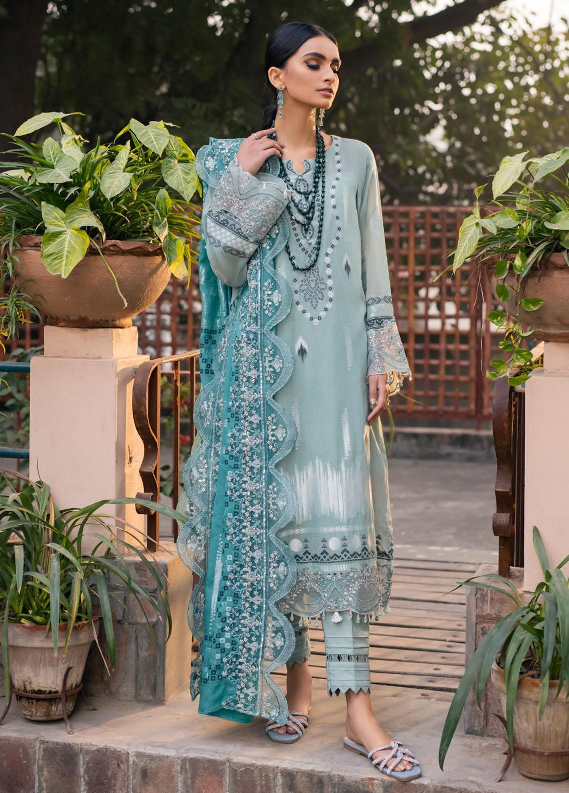 Maya By Nureh Embroidered Lawn Suits Unstitched 3 Piece NU23M NJ-46 - Summer Collection